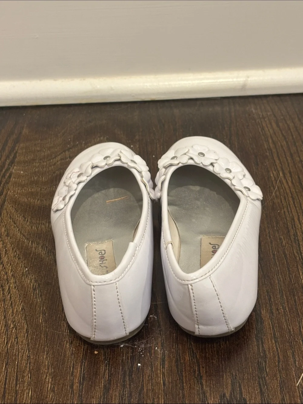 Rachel Shoes Girls White Patent Floral Ballet Flats Size 11